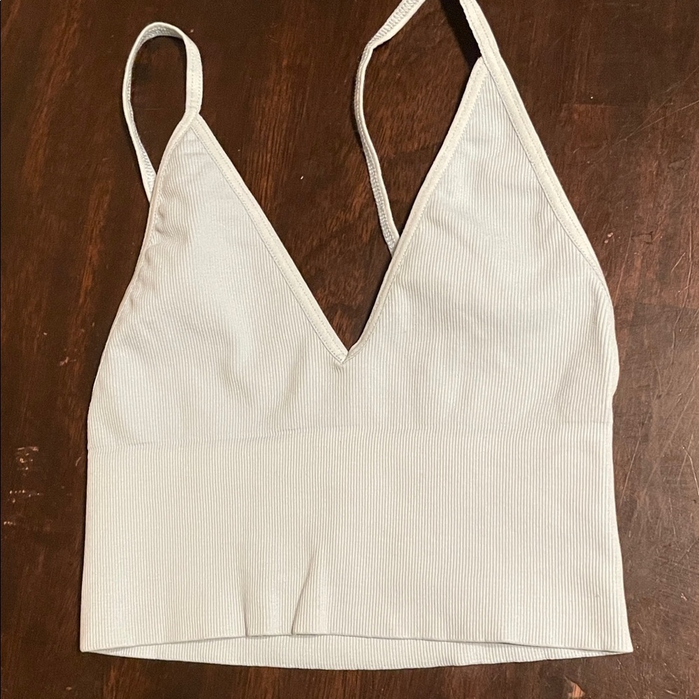 Free People Tan and baby blue V-Neck Crop Top bralette bundle - Picture 4 of 6